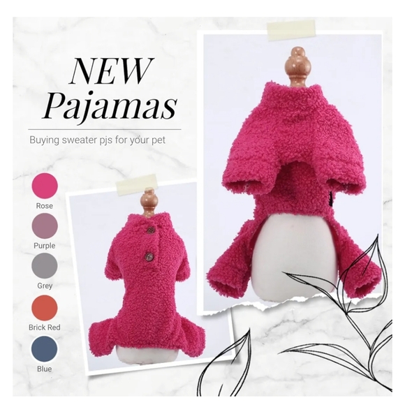 Teddy Fleece Dog Pajamas for Small Dogs Girl Winter Warm Puppy Pjs XXS pink - Picture 5 of 8